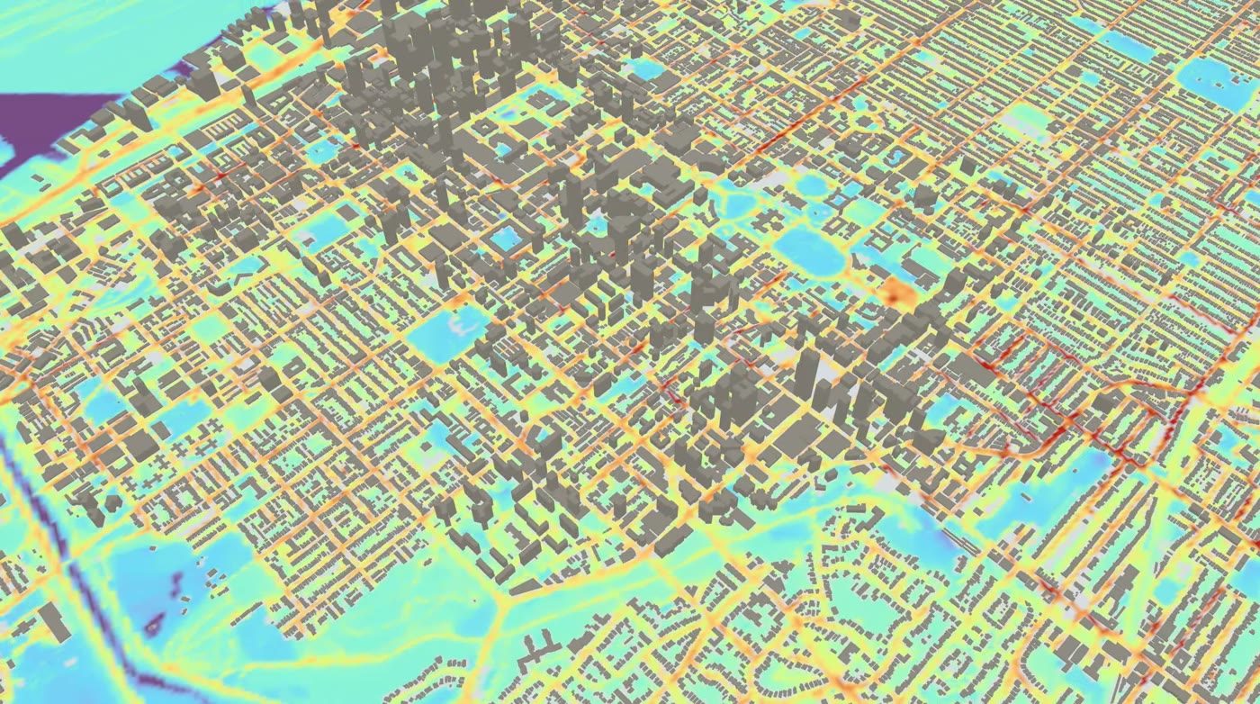 Whole-city UTCI thermal-comfort field over Toronto in the CityDigitalTwin viewer